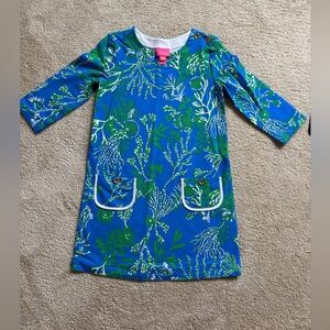 Lilly Pulitzer Blue and Green girls Dress sz 6-7 VGUC